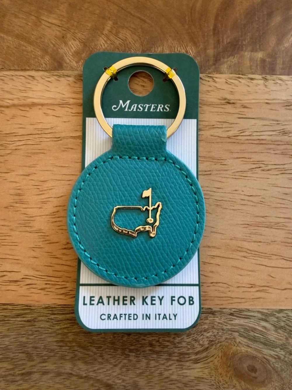 Masters 2026 Teal Round Leather Key Fob with Gold Emblem-orders mail in 24 hrs! - Picture 1 of 1